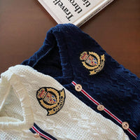 HKM-8927421 Blue and White Wool Two-Piece Dog Sweater Set for Small Dogs and Puppies