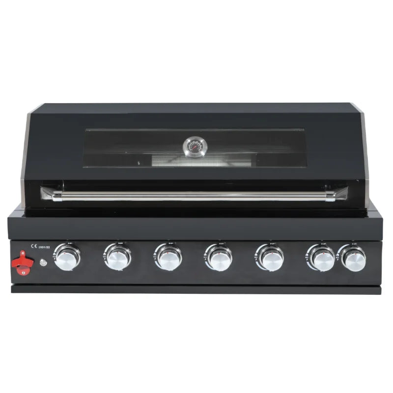 HKM-892947 Movable Outdoor Kitchen 6-Burner Gas BBQ Grill with 304 Stainless Steel Table Top and Built-In Features