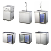 HKM-892947 Movable Outdoor Kitchen 6-Burner Gas BBQ Grill with 304 Stainless Steel Table Top and Built-In Features