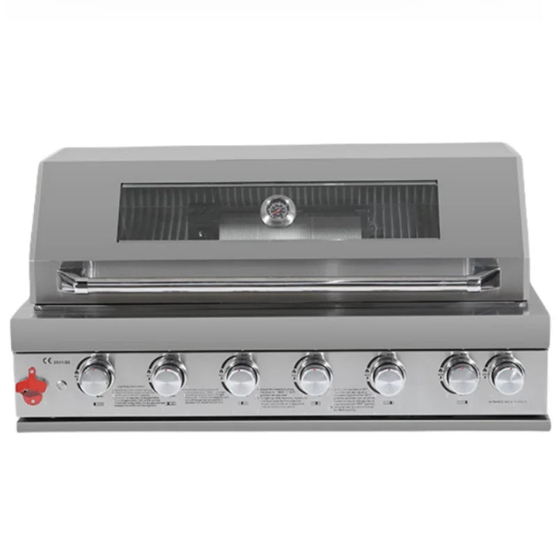 HKM-892947 Movable Outdoor Kitchen 6-Burner Gas BBQ Grill with 304 Stainless Steel Table Top and Built-In Features