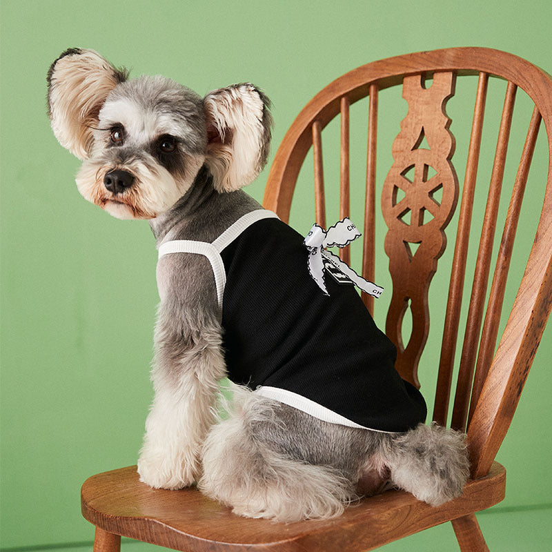 HKM-8929981 Lightweight Breathable Dog Vest Camisole in Black and White, Sizes XS to 2XL