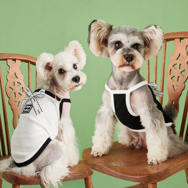 HKM-8929981 Lightweight Breathable Dog Vest Camisole in Black and White, Sizes XS to 2XL