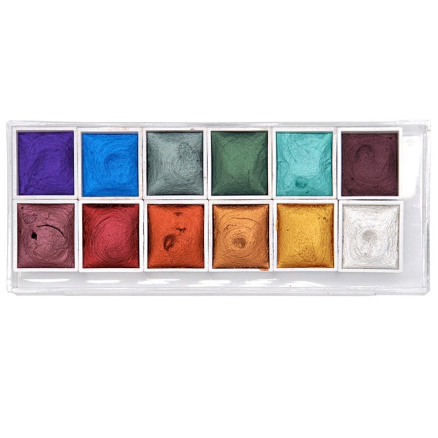 HKM-893075 Watercolor Paint Set with 12 Non-Toxic Concentrated Colors in Secure Packaging