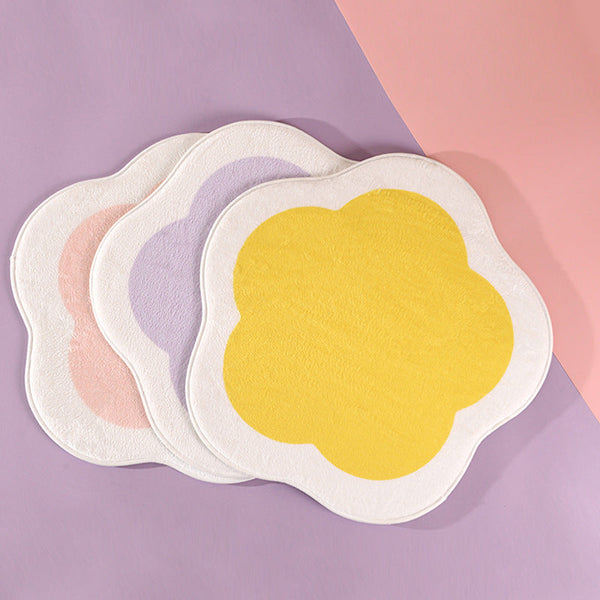 HKM-8931261 Plush Cat Litter Cushion - Anti-Slip Flower Design in Pink, Yellow, or Purple (50x50cm)