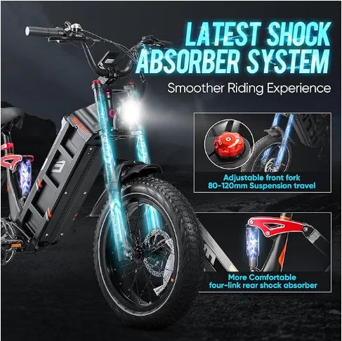 HKM-893139 Eahora Juliet 2 Electric Fat Tire City Bike 250W 52V 60Ah Long Range Hybrid with 7-Speed Gears