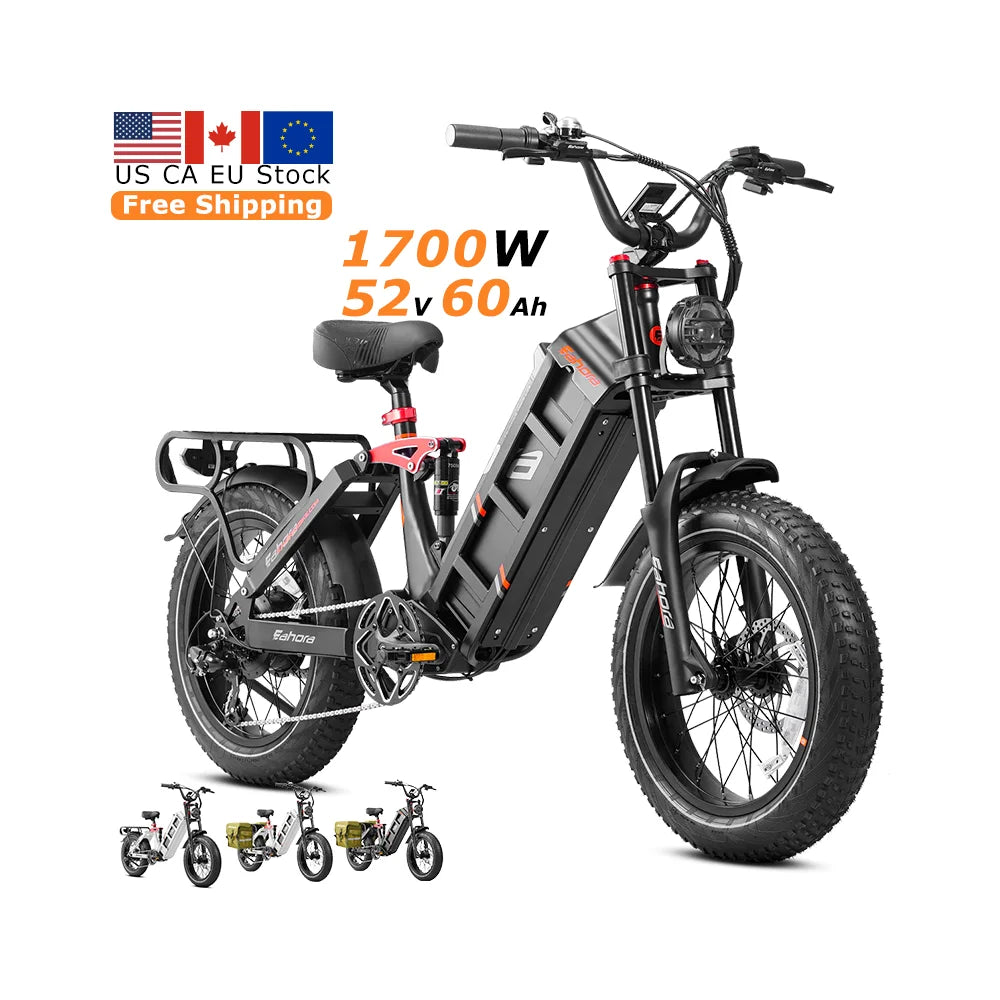 HKM-893139 Eahora Juliet 2 Electric Fat Tire City Bike 250W 52V 60Ah Long Range Hybrid with 7-Speed Gears