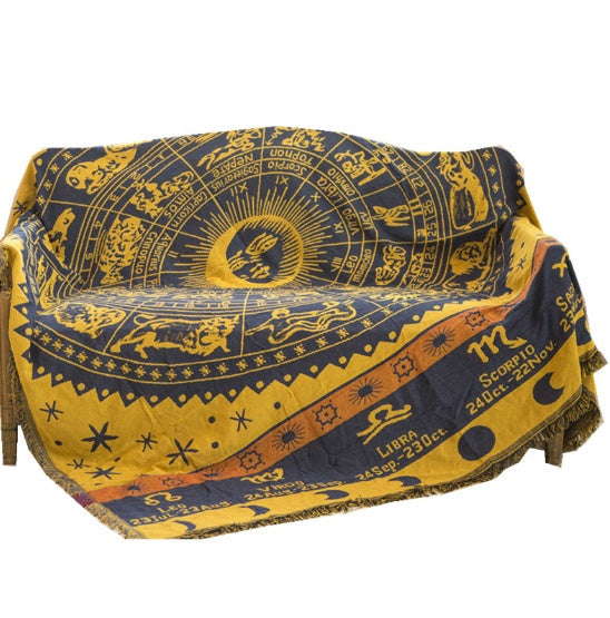 HKM-893139 Multi-Purpose Sofa Blanket in Constellation Design - Cotton Covers for Various Sofa Sizes and Uses