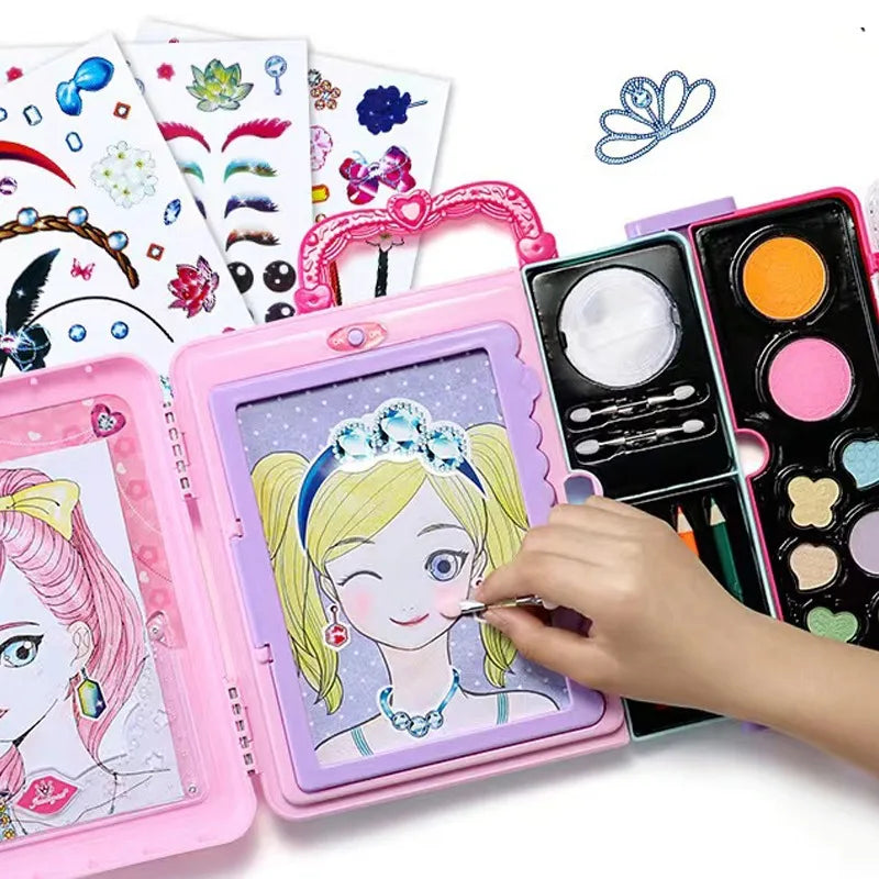 HKM-893267 Pretend Play Makeup Set for Girls - Non-Toxic Cosmetic Toys with Drawing Board and Storage Box