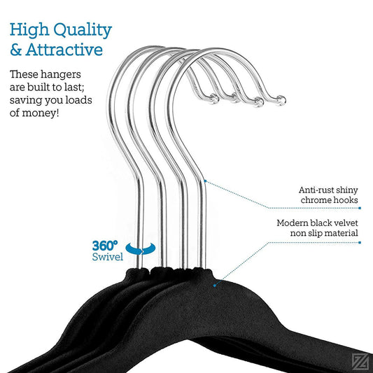 HKM-893331 Velvet Non-Slip Space-Saving Hangers for Clothing and Kitchen Organization