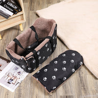 HKM-8933437 Warm Plush Lined Pet Carrier with Durable Oxford Fabric and Cat Paw Pattern