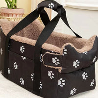 HKM-8933437 Warm Plush Lined Pet Carrier with Durable Oxford Fabric and Cat Paw Pattern