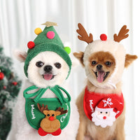 HKM-8933565 Pet Autumn and Winter Cartoon Clothes and Accessories - Saliva Towel and Hat Set