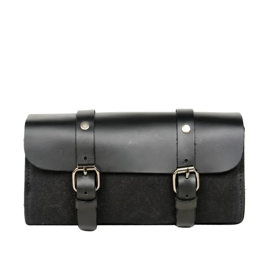 HKM-893459 Retro Oil Wax Canvas Motorcycle Shoulder Bag for Luggage and Side Storage