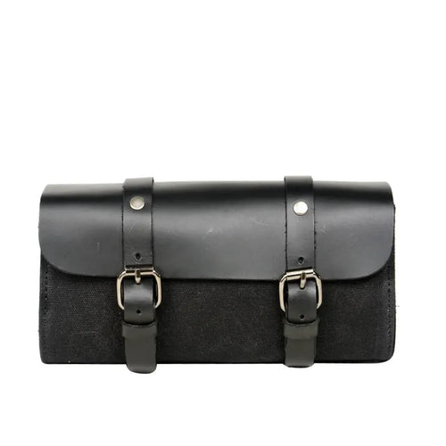 HKM-893459 Retro Oil Wax Canvas Motorcycle Shoulder Bag for Luggage and Side Storage