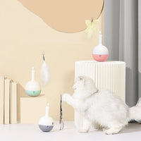 HKM-8938429 Auto Roly-Poly Interactive Cat Feather Toy with Ultra Quiet Motor and Adjustable Speed for Indoor Play