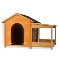 HKM-8938813 Large Insulated Outdoor Dog House with Porch and Elevated Floor for Medium & Large Breeds