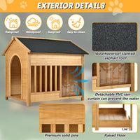 HKM-8938813 Large Insulated Outdoor Dog House with Porch and Elevated Floor for Medium & Large Breeds