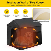 HKM-8938813 Large Insulated Outdoor Dog House with Porch and Elevated Floor for Medium & Large Breeds