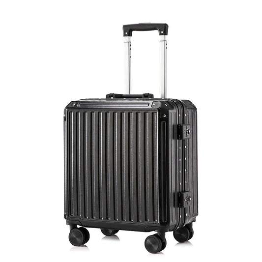 HKM-893971 Aluminium 18-Inch Cabin Luggage Suitcase for Travel, Anti-Crack Design, Ideal for Men