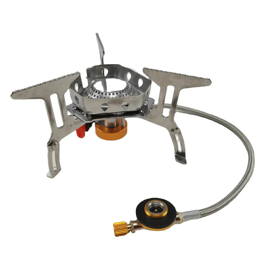 HKM-894099 Mini Folding Camping Gas Stove - Single Burner, Windproof Design, Compact Outdoor Cooking Solution