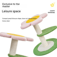 HKM-8941117 Peach Blossom Cat Climbing Frame with Integrated Nest and Sisal Scratch Board