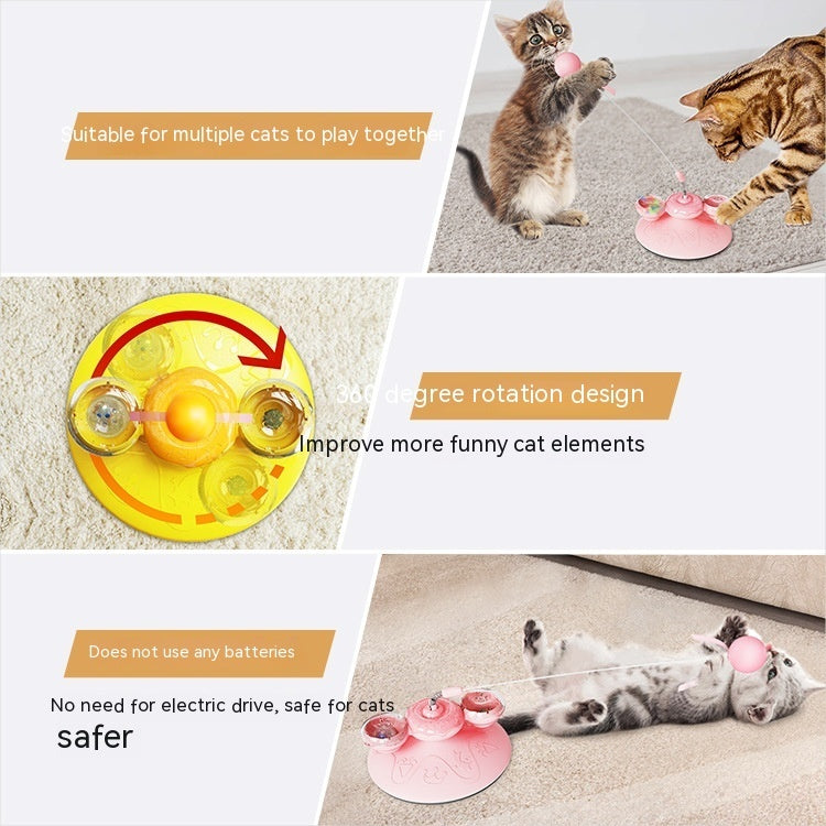 HKM-8941757 Donut Cat Teaser Toy for Fun and Boredom Relief - Plastic in Yellow and Pink