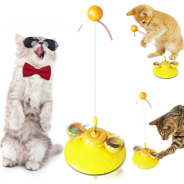 HKM-8941757 Donut Cat Teaser Toy for Fun and Boredom Relief - Plastic in Yellow and Pink