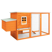 HKM-8942525 Wooden Chicken Coop with Nesting Box and Waterproof Roof, 192 x 75 x 103 cm