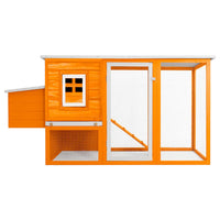 HKM-8942525 Wooden Chicken Coop with Nesting Box and Waterproof Roof, 192 x 75 x 103 cm