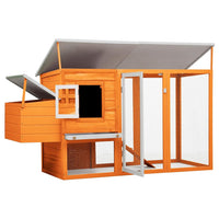 HKM-8942525 Wooden Chicken Coop with Nesting Box and Waterproof Roof, 192 x 75 x 103 cm