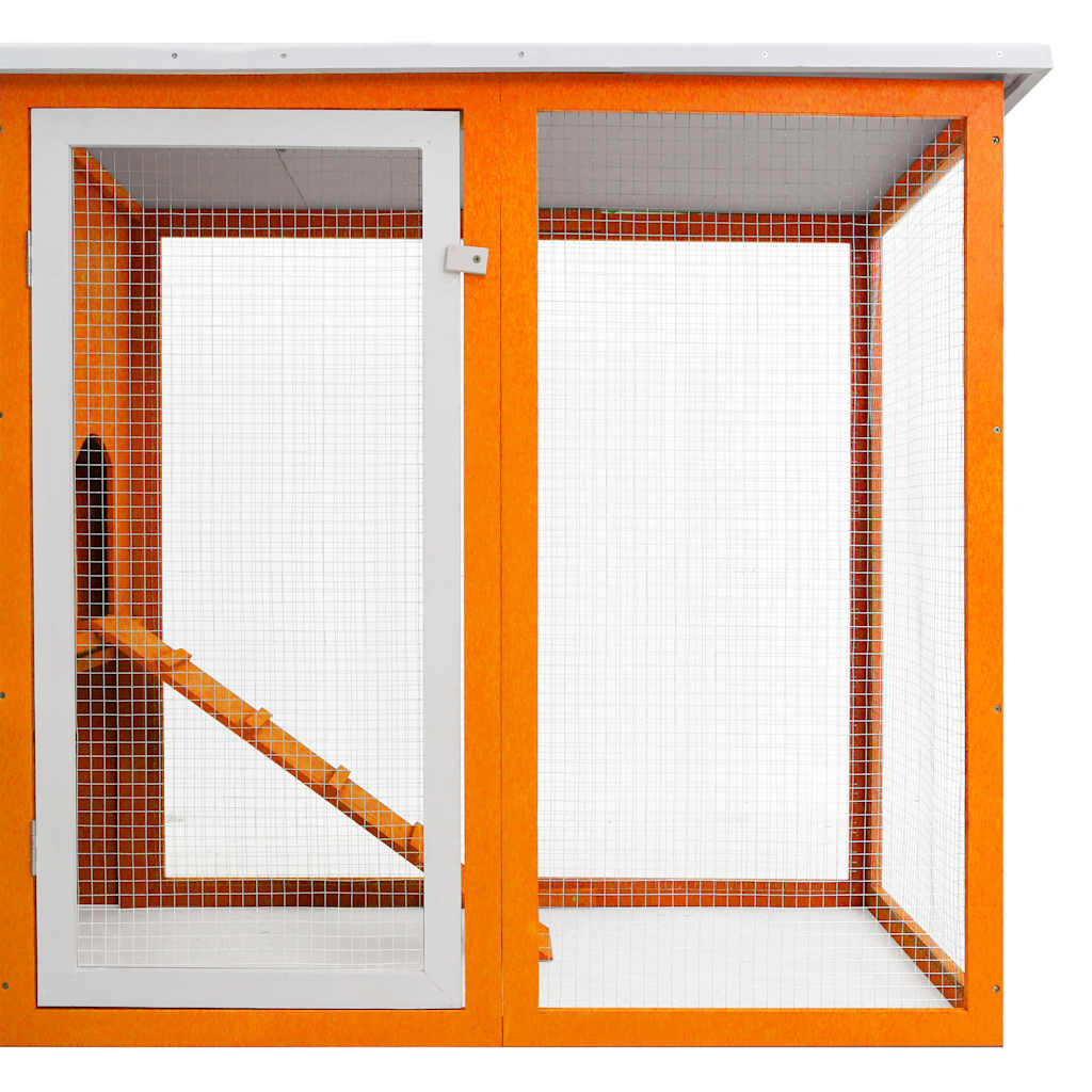 HKM-8942525 Wooden Chicken Coop with Nesting Box and Waterproof Roof, 192 x 75 x 103 cm