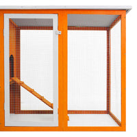HKM-8942525 Wooden Chicken Coop with Nesting Box and Waterproof Roof, 192 x 75 x 103 cm