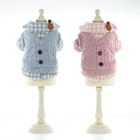 HKM-8943293 Woolen Plaid Dog Sweater for Casual Wear, Soft and Comfortable Two-Piece Look