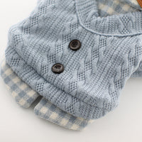 HKM-8943293 Woolen Plaid Dog Sweater for Casual Wear, Soft and Comfortable Two-Piece Look