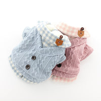 HKM-8943293 Woolen Plaid Dog Sweater for Casual Wear, Soft and Comfortable Two-Piece Look