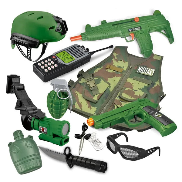 HKM-894419 Military Soldier Costume Play Set for Kids - Pretend Play Army Dress-Up Toys