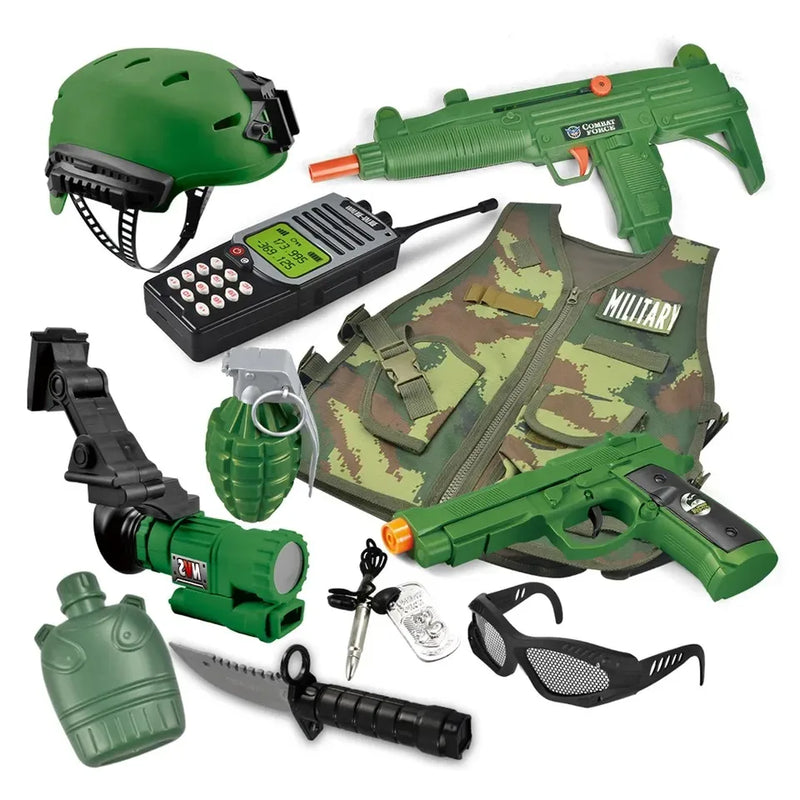 HKM-894419 Military Soldier Costume Play Set for Kids - Pretend Play Army Dress-Up Toys
