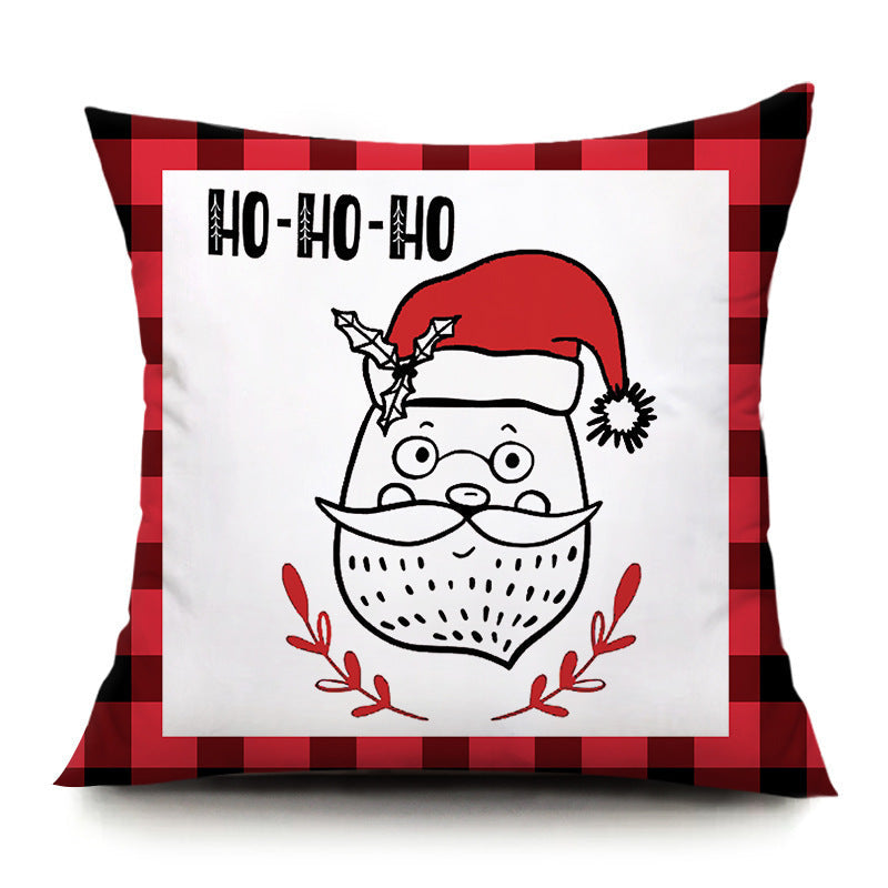 HKM-894419 Santa Elk Cartoon Lumbar Pillow Cover - Plush Cushion with Various Car Patterns (45x45cm)