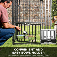 HKM-8944573 Spacious Welded Wire Outdoor Dog Kennel with Rotating Bowl Holder and Waterproof Cover - 4.6 X 4.6 X 5 ft