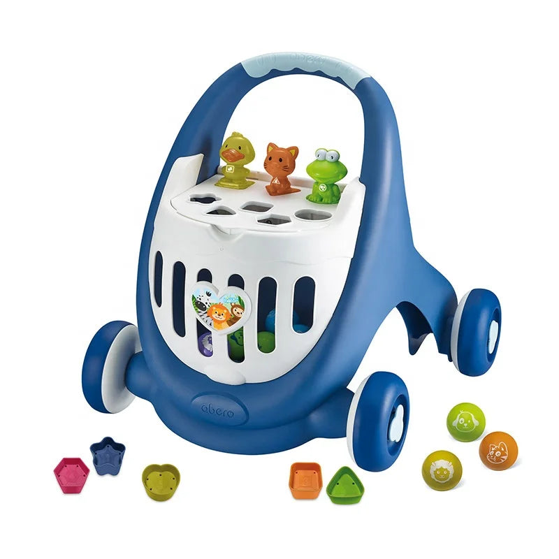 HKM-894547 Toddler Sit to Stand Learning Walker with Push Handle for Early Walking Support