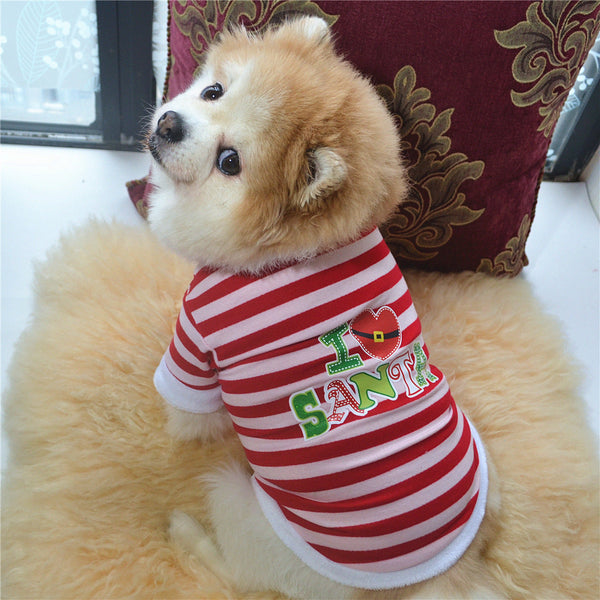 HKM-8945981 Christmas Dog Holiday Dress with Hairy Border in Cotton Terry Fabric