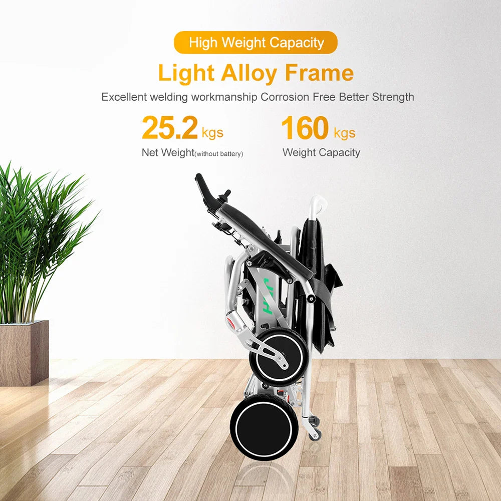 HKM-894611 Lightweight Folding Electric Wheelchair with Aluminum Alloy Frame for Elderly and Disabled Users