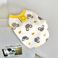 HKM-8946493 Full Printed Collar Vest for Small to Medium Dogs - Milk Silk Pet Clothes in Yellow and Green