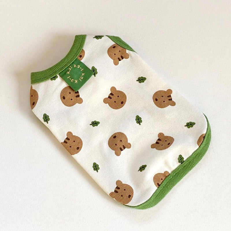 HKM-8946493 Full Printed Collar Vest for Small to Medium Dogs - Milk Silk Pet Clothes in Yellow and Green