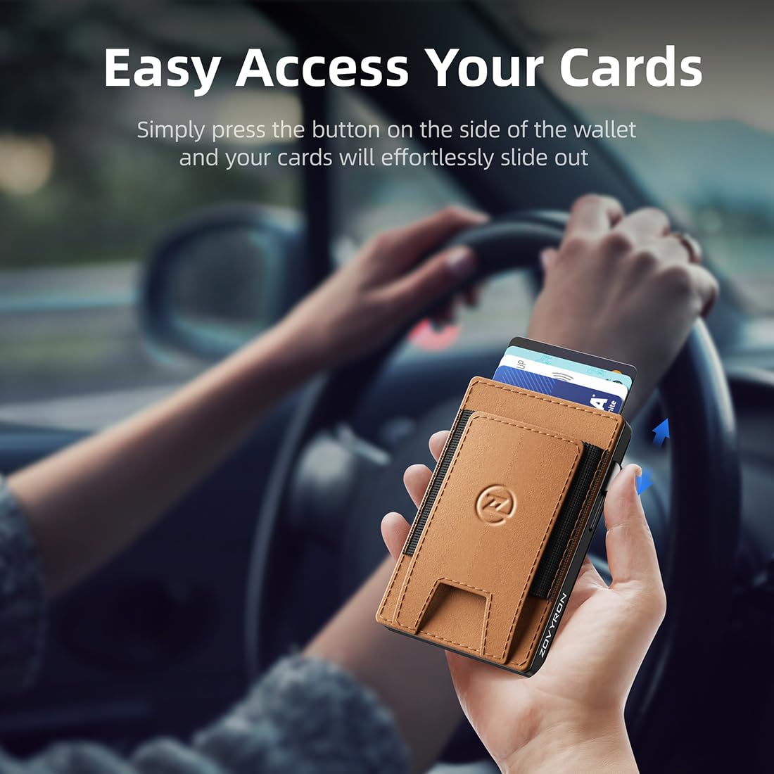 HKM-8946749 2 In 1 Smart Leather Wallet for Men with RFID Blocking, Detachable Magnetic Card Holder and Easy Access Mechanism