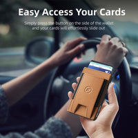 HKM-8946749 2 In 1 Smart Leather Wallet for Men with RFID Blocking, Detachable Magnetic Card Holder and Easy Access Mechanism