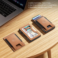 HKM-8946749 2 In 1 Smart Leather Wallet for Men with RFID Blocking, Detachable Magnetic Card Holder and Easy Access Mechanism