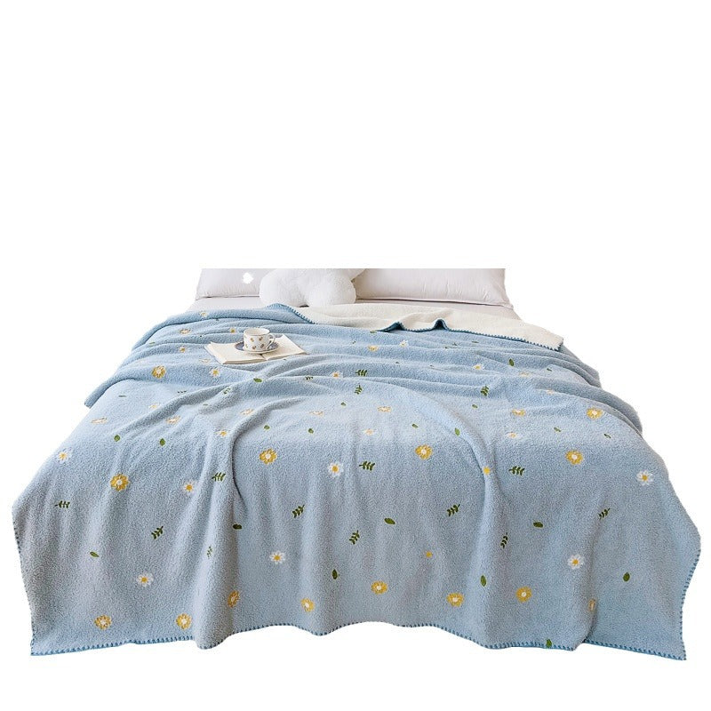 HKM-8947517 Multifunctional Lambswool Shawl Blanket in Solid Colors and Floral Patterns