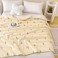 HKM-8947517 Multifunctional Lambswool Shawl Blanket in Solid Colors and Floral Patterns