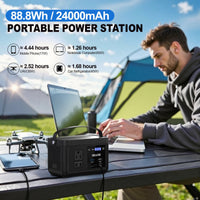 HKM-894803 Portable Power Station 88.8Wh with Fast USB-C Charging and LED Light for Travel and Camping